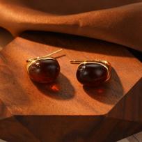 European and American silver needles retro Hong Kong style tortoiseshell smudged geometric earrings light luxury high-end studs fashion personalized