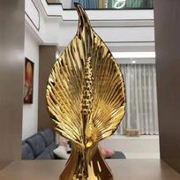 Gold Leaf ceramic Decoration Living Room Office Ornament Home Decoration Accessories Sculpture Modern Art auksas