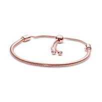 Pandora Rožinio Aukso Moments Slankiojanti Gyvatės Grandinėlės Apyrankė Moteriška Apyrankė 587125CZ-2 Box white