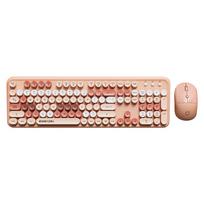 EWEADN Stylish Retro Wireless Keyboard And Mouse Set, Keyboard, Pink Wireless Keyboard And Mouse Set rožinė