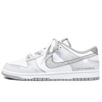 Nike Dunk LOW RETRO Abrasion Resistant Height Increasing Low top Skateboard Shoes Unisex Gray White HF0730-160(Team1919-) 36.5