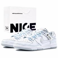 Nike Dunk Cushioning Abrasion Resistant Cushioning, Wear Resistant Low top Skateboard Shoes Unisex Mist Gray White HF5441-105(Team1375-BAG) 40.5