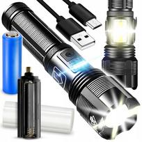 Metalowa Latarka Taktyczna Led Akumulatorowa Mocna Szperacz Reflektor +Zoom