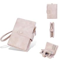 Women's High-End Multi-Slot Foldable Card Holder Wallet with Elegant Design pilka spalva