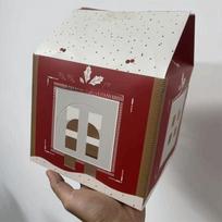 3D Pop Up Christmas Wonderland Cottage Gift Box Paper Multipurpose Christmas House Gift Boxes Treat Boxes Christmas Decorations 14x16cm raudona