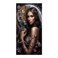 Women and Tigers Large Size Diamond Painting Animals Diy Full Square Round Drill Rhinestone Embroidery Mosaic Cross Stitch Kits Wall Decor Square drill 30x60cm