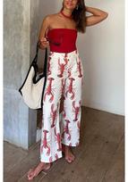 2024 Summer Lobster Print Bow Two-Piece Set for Women XL