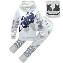 Dj Marshmallow Cosplay Kostiumas Vaikams Minkštas Ir Patogus Džemperis Kelnės Kaukės Rinkinys 130