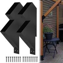 2pcs 45 Degree Angle Pergola Brackets Powder Coated Steel Sturdy Construction Heavy Duty Connector Load Capacity Corner Support Black