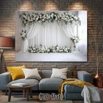 2D White Rose & Eucalyptus Backdrop Curtain Wedding Photography Background 47.2x31.5inch/120*80cm