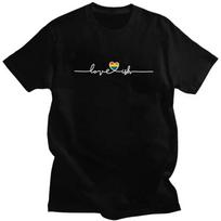 Custom Rainbow Hearbeat LGBT T Shirt Men 100% Cotton T-shirt Gay Pride Lesbian Tee Tops Fashion Tshirts S juoda