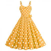 Barbie Pink Polka Dot Plaid Camisole Party Dress Large geltona