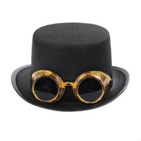 Vintage Black Steampunk Men Hat With Eyeglasses Magician Hat Retro Gothic Hat Top Hats Stage Performance Cosplay Jazz Hat auksas