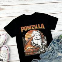 Funny POMZILLA Pomeranian Shirt Vintage Comic Monster Pom Tee Weird Fire-Breathing Dog T-Shirt Lovers Gift Tops S