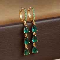 Simple Colorful Water Drop Dangle Earrings Bohemia Crystal Eardrop Hoop Earrings Gifts