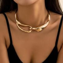 Irregular Metal Twisted Cross Choker Necklace For Women Men Minimalist Exaggerated Geometric Clavicle Chain Trendy Punk Jewelry