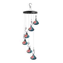 Outdoor Hummingbird Feeder Wind Chime Set with Multiple Glass Feeders Hanging Design Durable Metal Hooks for Garden Patio Backyard Decoration mėlyna