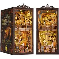 DIY 3D Book Nook Temple of Knowledge with LED Light, Laser Cut Wood Assembly Kit, Bookshelf Decor, 18.5x11.3x23.6 cm