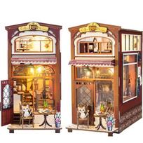 Habari Miniature House 3D Puzzle Book Nook DIY Assembly Kit City Breakfast Scene Multicolor 18x11.6x23cm