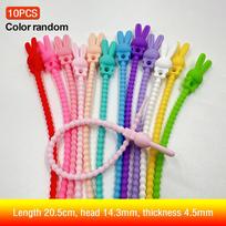 (YOUU06)10Pc Gradient Color Flower Star Silicone Cable Organizer Pengikat Kabel Cable Kabel Ties Cord Holder Keychain Accessor