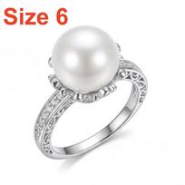 Minimalist Vintage Imitation Pearl CZ Zircon Rings For Women Men Elegant Fashion Shiny Pearl Flower Finger Rings Wedding Jewelry