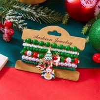 Cartoon Christmas Tree Elk Pendant Bracelet for Women Delicate House Bell Glove Santa Claus Snowflakes Bead Chain Jewelry Gift