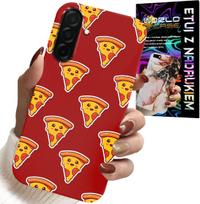 Etui Do Samsung Galaxy A36 5G - Wzór Z Wesołą Pizzą Na Czerwonym Tle