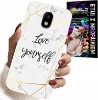 Etui Do Samsung Galaxy J5 2017 - Biały Marmurek W Złote Ramki Love You