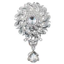 Clear Crystal Wedding Crystal Brooch Water Drop Shape Versatile Bridal Brooch Flower Design DIY Dangle Brooch Wedding Party balta