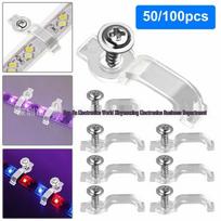 50/100PCS Epoxy Waterproof LED Strip Mounting Clips, Transparent, Single-Hole Screw, Curved Design. For 8mm Wide LED Strip [Set of 50]