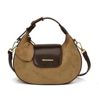 Korean Version of Niche Hand-held Dumpling Bag, Retro Suede Crescent Bag, New Commuting Shoulder Crossbody Bag chaki