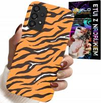 Etui Do Samsung Galaxy A23 5G - Plecki W Tygrysie Paski Pokrowiec +Szkło