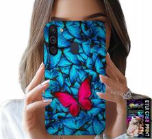 Etui Do Samsung Galaxy A21 - Niebieskie Motylki, Motyl, Kobiece Wzory