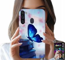 Etui Do Samsung Galaxy A21 - Niebieski Motylek, Motyl, Damskie Wzory
