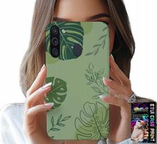 Etui Do Samsung Galaxy A21 - Zielone Liście Roślinne Wzory Plecki