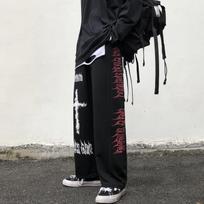Punk plačios kelnės Moterys Gothic Harajuku Graffiti Anime Print Kelnės Streetwear Korėjietiškos mados laisvos kelnės moterims M