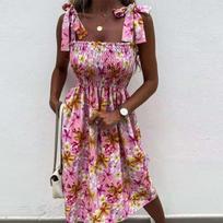 Sexy Off Shoulder Draped Sling Party Dress Women Spring Polka Dot Print A-Line Dress Summer Tie-up Bow Sleeveless Beach Dress XXL
