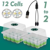 LED Grow Light Seedling Starter Tray Kit with Transparent Cover Indoor Garden Greenhouse Flower Plants Nursery Germination Box