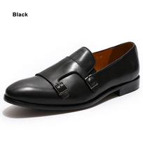 Fashion Fashion Gentleman Leather Men Monk Strap Loafer Shoes Slip On Elegant Men Dress Shoes Black Brown Double Buckle Strap Mens Shoes 39 juoda