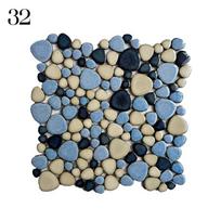 Keraminės akmenukų mozaikinės plytelės, SPA karšto šaltinio baseino, tvenkinio fragmentai 30cm, vonios kambario neslidžios mėlynos ir baltos porceliano plytelės 30x30cm