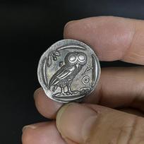 Greek silver coins, goddess Athena, owl, Aquarius constellation, pendant, coin necklace, niche, perforated accessories, Christmas gift
