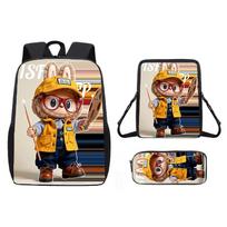 Lightweight elementary school backpack Labubu, cute printed cartoon anime children's backpack three piece set KTB 3PCS
