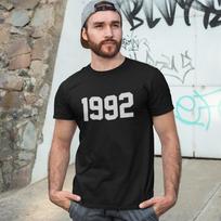 1992 M. MARŠKINĖLIAI - 90-ųjų retro gimtadienio dovana tėčiui mamai gimimo metai data unisex vintažiniai Unisex marškinėliai L black