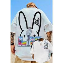Bad Bunny x Super Bowl LIX San Francisco Double-Sided Oversized T-Shirt, Unisex Latin Music & NFL Fan Streetwear Tee, 100% Cotton Casual Short Sleeve 4XL