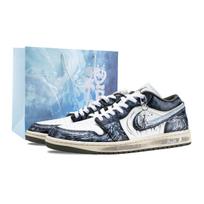 Jordan Air Jordan 1 Bleach 2.0 Leather Low top Vintage Basketball Shoes Women's Black DC0774-122(Team626-2.0) 36.5