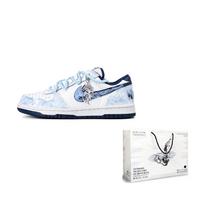 Nike Dideli Odiniai Neslystantys Amortizuojantys Žemi Krepšinio Batai Vyriški Balti Mėlyni 355152-140 42