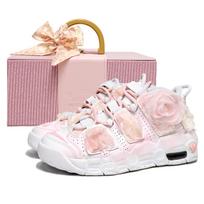 Nike Air More Uptempo GS Pure White Bridal, Dreamy Box Cushioning Mid top Basketball Shoes Women's White Pink DH9719-100(Team610-SBOX) 35.5