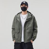 Hong Kong Style Outdoor Tooling Hooded Jacket Men'S Casual Loose Sports Function Trendy Brand Spring And Autumn Mountain Jacket M (recommended weight 90-55kg)