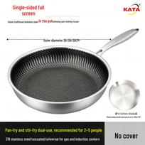 316L Stainless Steel Frying Pan for Home Use, Flat Bottom, Non-Coated, Ideal for Steak and Fried Eggs, Compatible with Induction and Gas Stoves Diameter 26cm