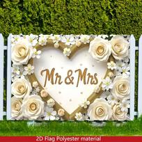 2D Polyester Mr & Mrs Flag Backdrop for Wedding, Anniversary and Photo Booth 47.2x31.5inch/120*80cm